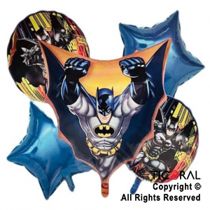 SET DE GLOBOS METALIZADO BATMAN 5 UNIDADES X 1